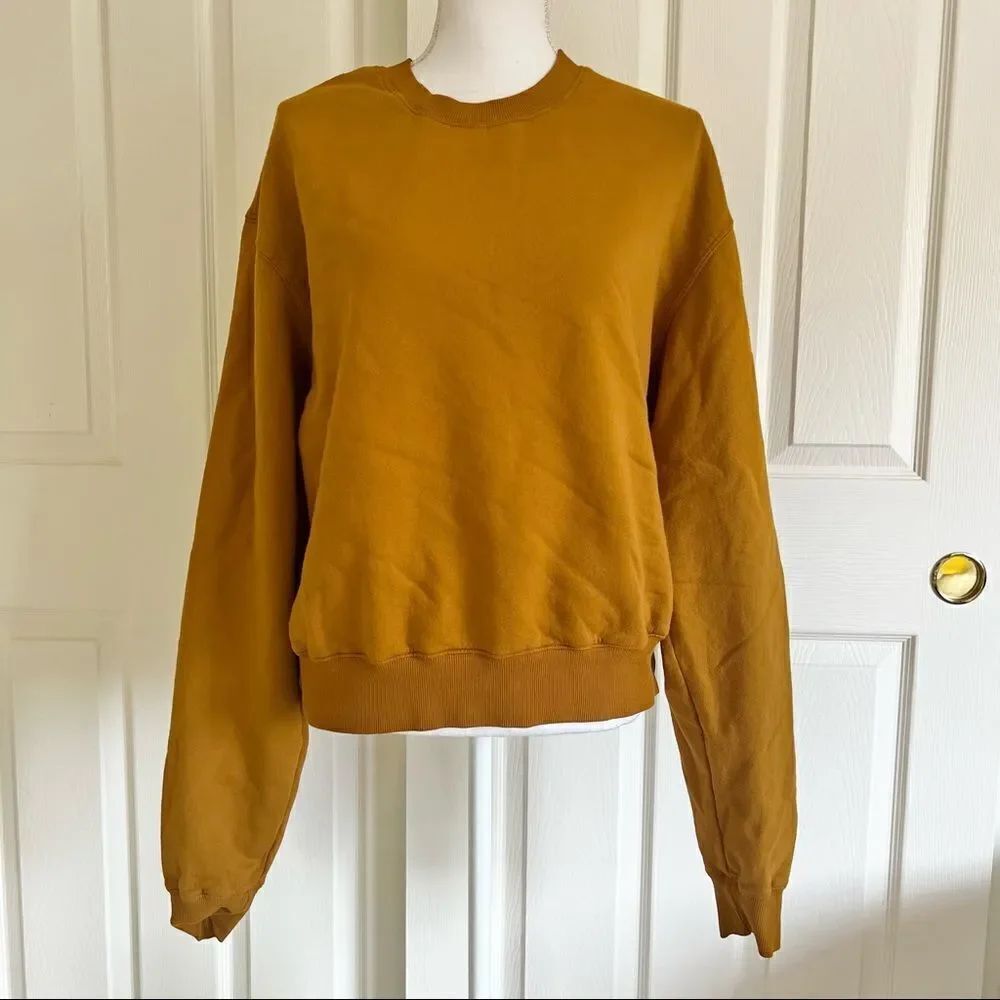 Good American Crewneck Boyfriend Pullover Sweatshirt Bronze Brown US 6 - 8